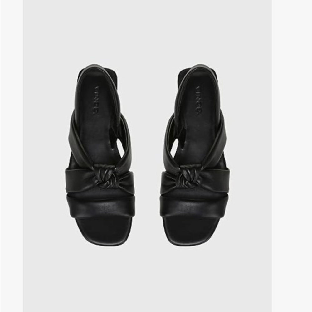 Vince Elm Square Toe Black Knotted Leather
Slingback Sandals Size 9